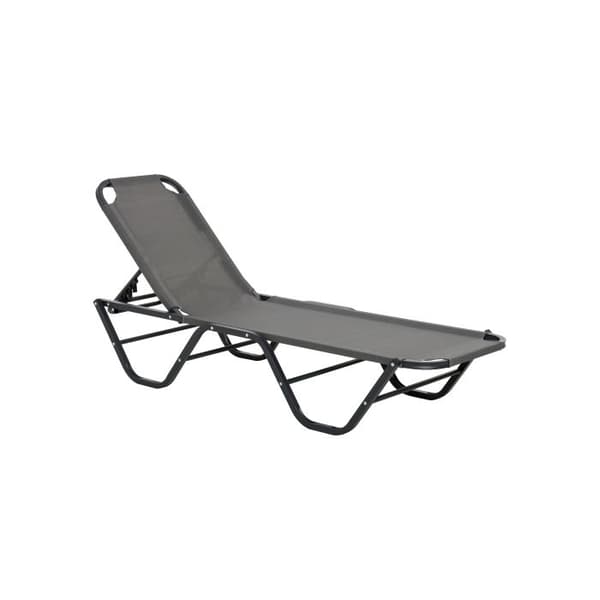 Ottoman Outsunny 5-nivå Aluminium Strandstol Texteline Trädgårdssoffa Grå Svart 163x58.5x91 cm
