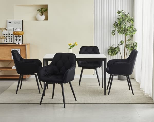 JORK360 Stol - Svart sammet / Svarta ben x 1
