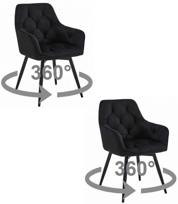 JORK360 Stol - Svart sammet / Svarta ben x 2