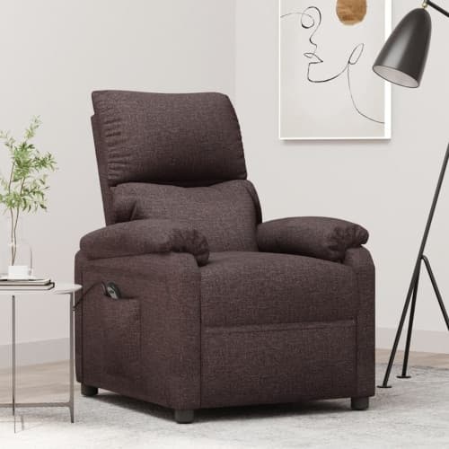 Elektrisk reclinerfåtölj mörkbrun tyg