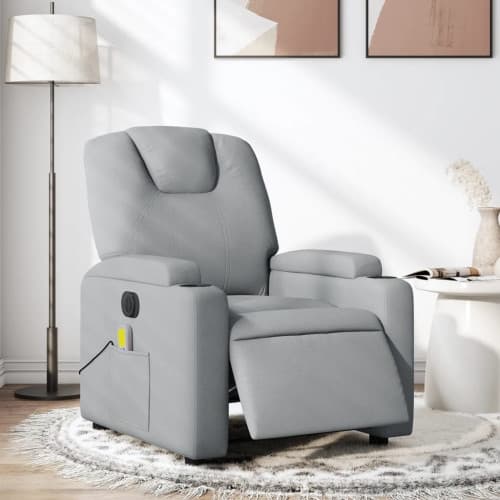 Elektrisk massagefåtölj ljusgrå tyg