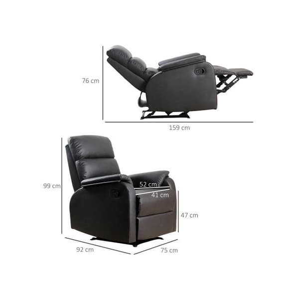 HOMCOM Ergonomisk justerbar TV-fåtölj Fritidsfåtölj i brun konstläder 75x92x99cm