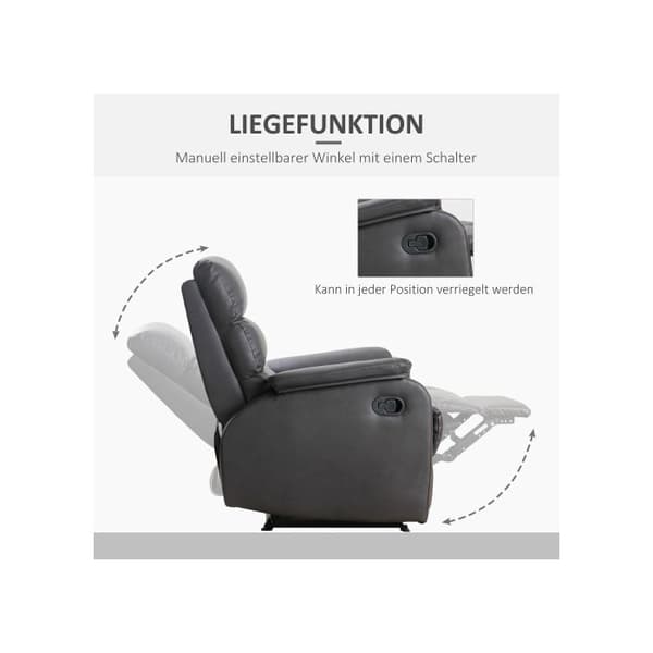 HOMCOM Ergonomisk justerbar TV-fåtölj Fritidsfåtölj i brun konstläder 75x92x99cm