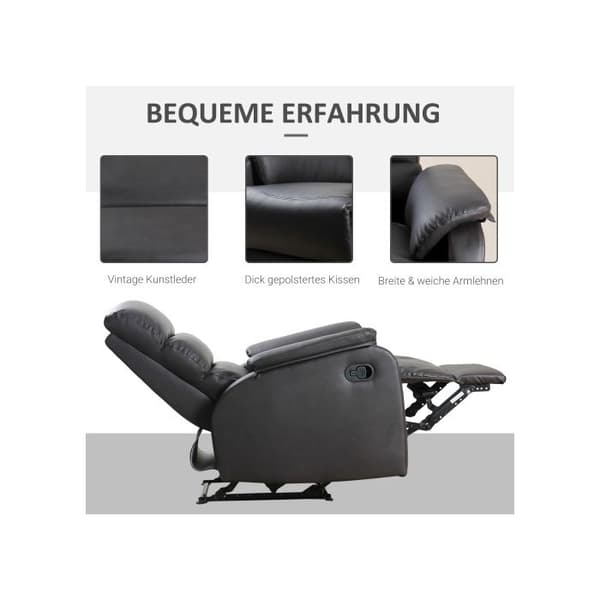 HOMCOM Ergonomisk justerbar TV-fåtölj Fritidsfåtölj i brun konstläder 75x92x99cm