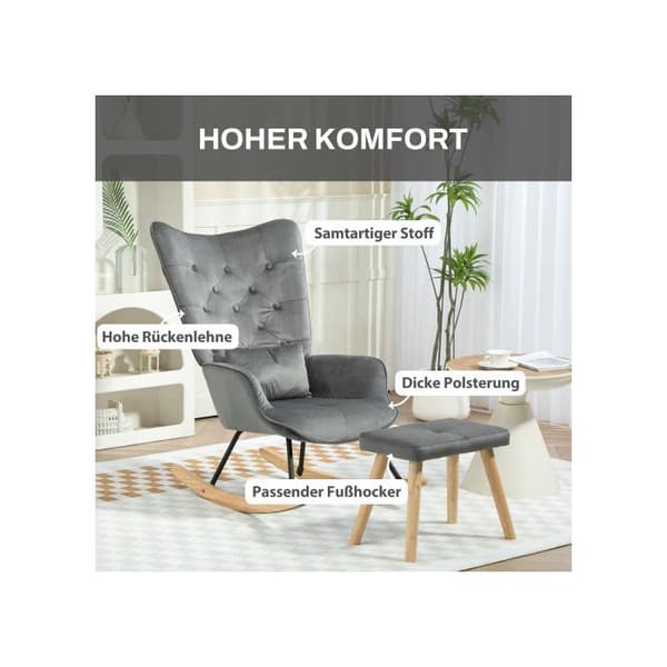 Avslappningsfåtölj med kuddar, öronfåtölj med trämben, 66 x 96 x 101 cm, mörkgrå