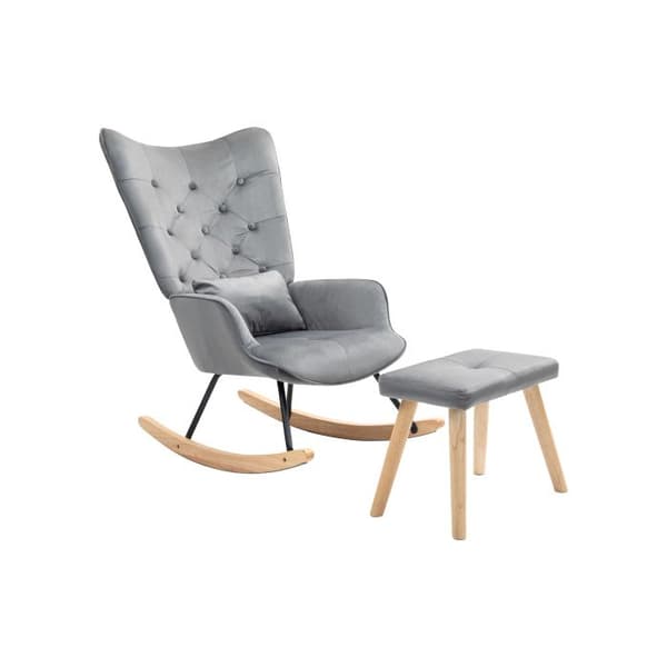 Avslappningsfåtölj med kuddar, öronfåtölj med trämben, 66 x 96 x 101 cm, mörkgrå