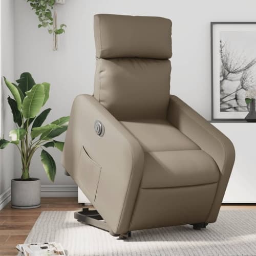 Reclinerfåtölj med uppresningshjälp cappuccino konstläder