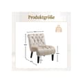 Miniatyrbild 5 av 6: Modern velour chaise longue/chaise longue, knappad stol i stoppat tyg med bekväma träben (beige)