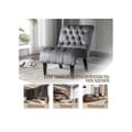 Miniatyrbild 4 av 6: Modern velvet lounge chair/lounge chair, tufted upholstered chair with comfortable wooden legs (silver gray)