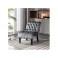 Miniatyrbild 1 av 6: Modern velvet lounge chair/lounge chair, tufted upholstered chair with comfortable wooden legs (silver gray)