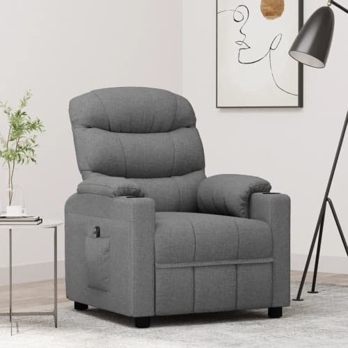 Elektrisk reclinerfåtölj ljusgrå tyg