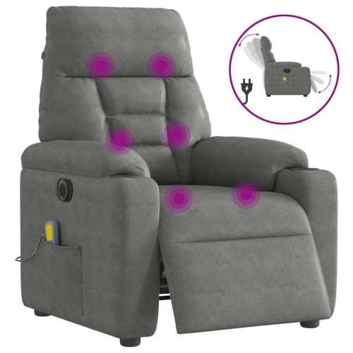 Elektrisk massagefåtölj mörkgrå mikrofibertyg