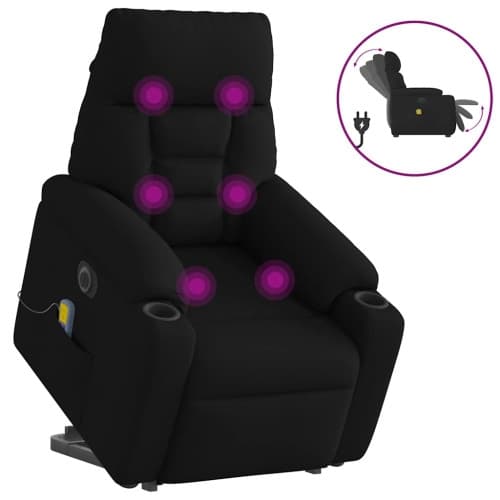 Elektrisk massagefåtölj med uppresningshjälp svart tyg