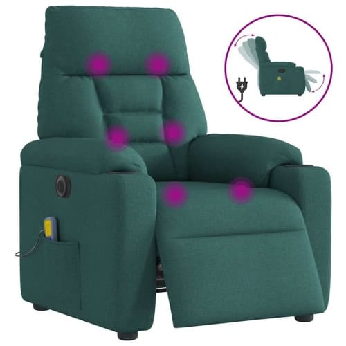 Elektrisk massagefåtölj mörkgrön tyg