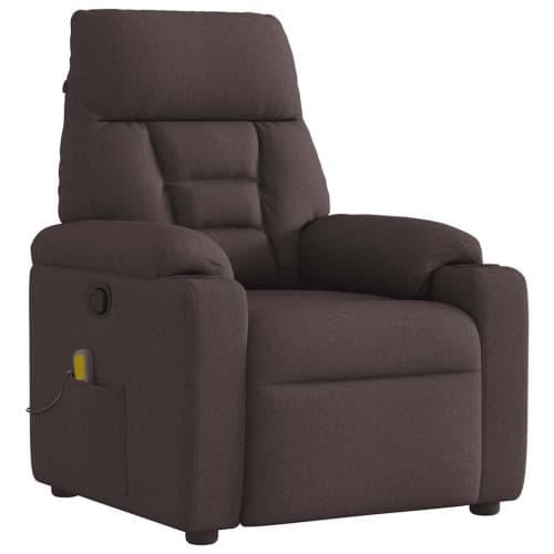 Massagefåtölj mörkbrun tyg