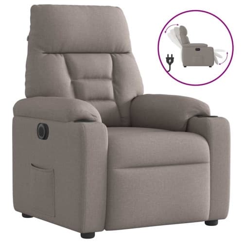 Elektrisk reclinerfåtölj taupe tyg
