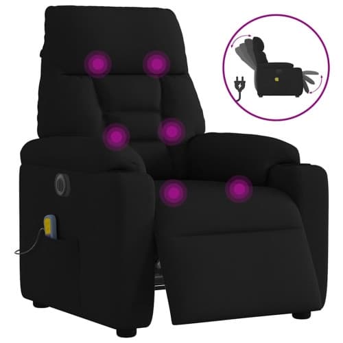Elektrisk massagefåtölj med uppresningshjälp svart tyg