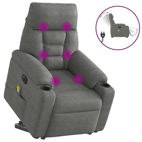 Elektrisk massagefåtölj med uppresningshjälp mikrofibertyg