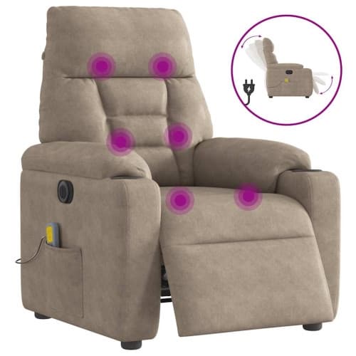 Elektrisk massagefåtölj taupe mikrofibertyg