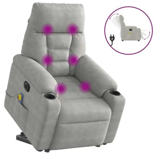 Elektrisk massagefåtölj med uppresningshjälp mikrofibertyg