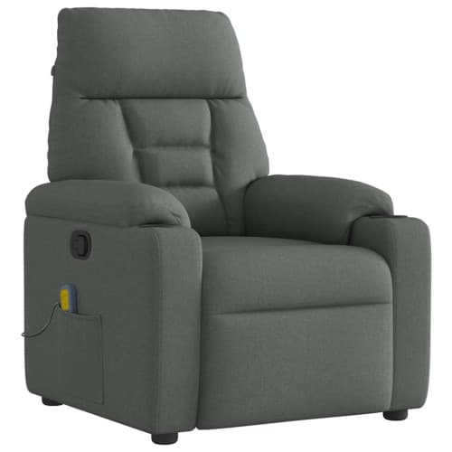 Massagefåtölj mörkgrå tyg