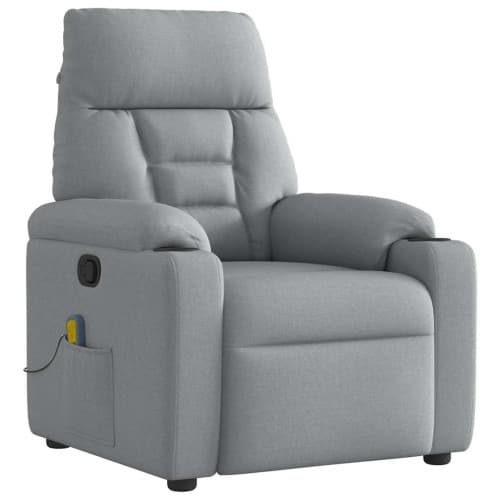 Massagefåtölj ljusgrå tyg