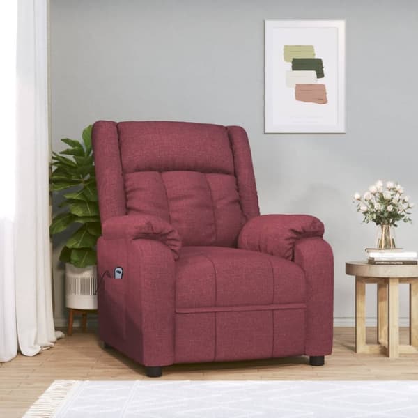 Elektrisk reclinerfåtölj vinröd tyg