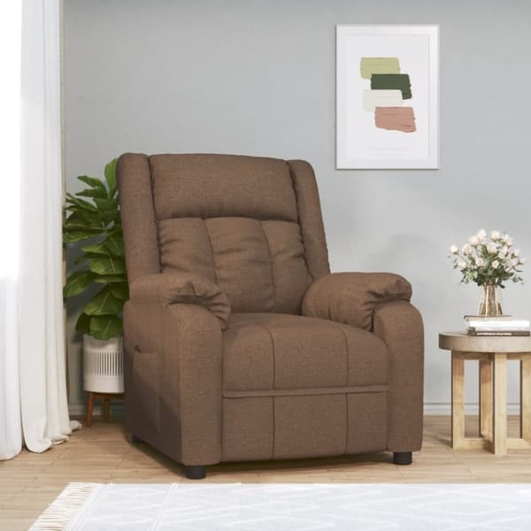 Reclinerfåtölj brun tyg