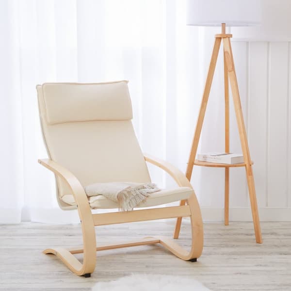 Fåtölj med fotstöd, 66,5x93x61,5 cm, Natur