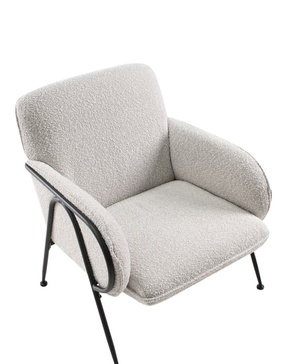 Lenestol Beige Polyester Trekk Metallramme Århundrets Moderne