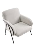 Miniatyrbilde 6 av 8: Lenestol Beige Polyester Trekk Metallramme Århundrets Moderne