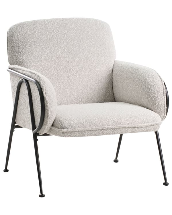 Lenestol Beige Polyester Trekk Metallramme Århundrets Moderne