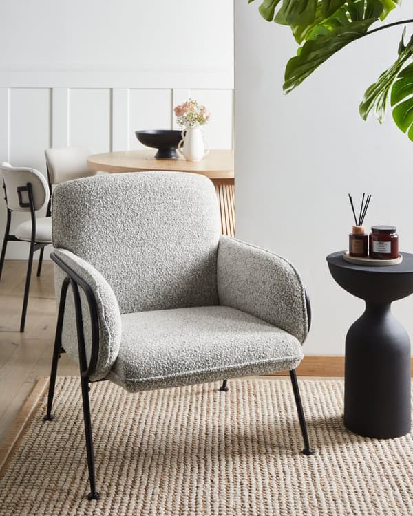 Lenestol Svart og Hvit Polyester Trekk Metallramme Århundrets Moderne
