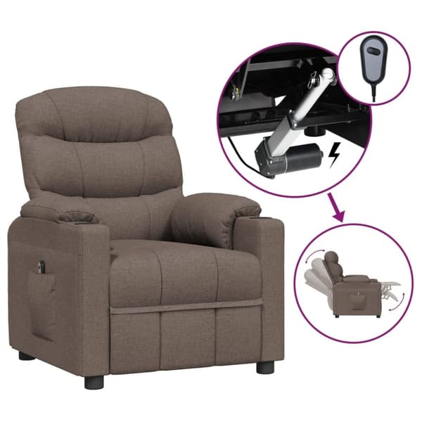 Elektrisk reclinerfåtölj taupe tyg