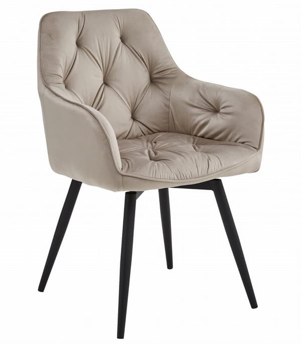 JORK360 stol - mörkbeige sammet / svarta ben x 2