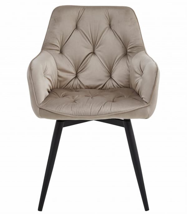JORK360 stol - mörkbeige sammet / svarta ben x 2