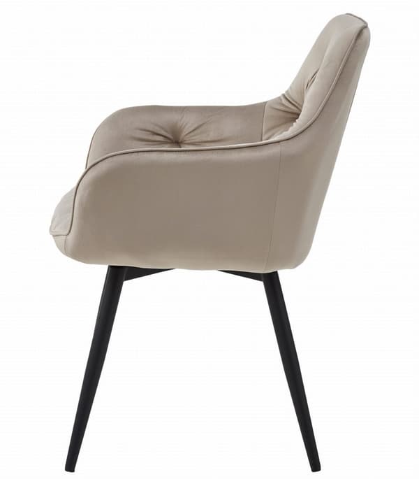 JORK360 stol - mörkbeige sammet / svarta ben x 2