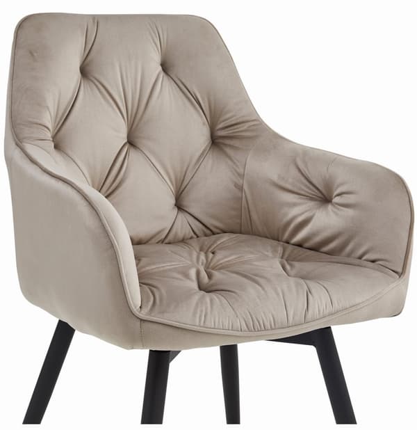 JORK360 stol - mörkbeige sammet / svarta ben x 2
