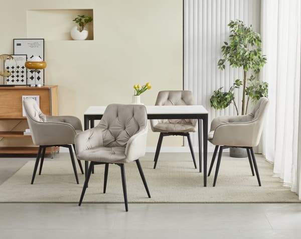 JORK360 stol - mörkbeige sammet / svarta ben x 2