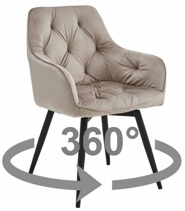 JORK360 stol - mörkbeige sammet / svarta ben x 2