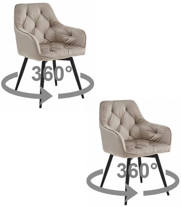 JORK360 stol - mörkbeige sammet / svarta ben x 2