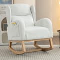 Miniatyrbillede 1 af 5: Hvid bamse klud betræk gyngestol, chaiselong, ergonomisk design, polstrede sæder i stue og soveværelse
