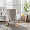 Miniatyrbillede 3 af 6: Hvid gyngestol i teddystof med minimalistisk design med tuftet betræk, polstrede sæder i stuen og soveværelset