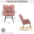 Miniatyrbillede 5 af 6: Pink moderne gyngestol i teddystof med tuftet betræk med stofsæde til stue og soveværelse
