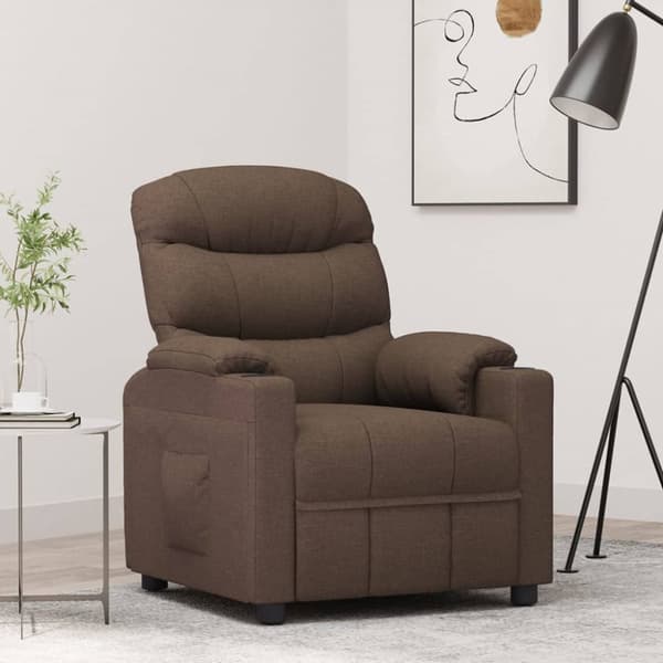 Reclinerfåtölj brun tyg