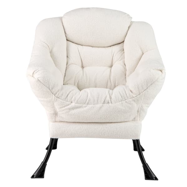 Korituoli, Sherpa-verhoiltu mukavalla päätyyn tyynyllä, 31.5x29x38 tuumaa, Beige