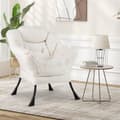 Pikkukuva 2 / 8: Korituoli, Sherpa-verhoiltu mukavalla päätyyn tyynyllä, 31.5x29x38 tuumaa, Beige