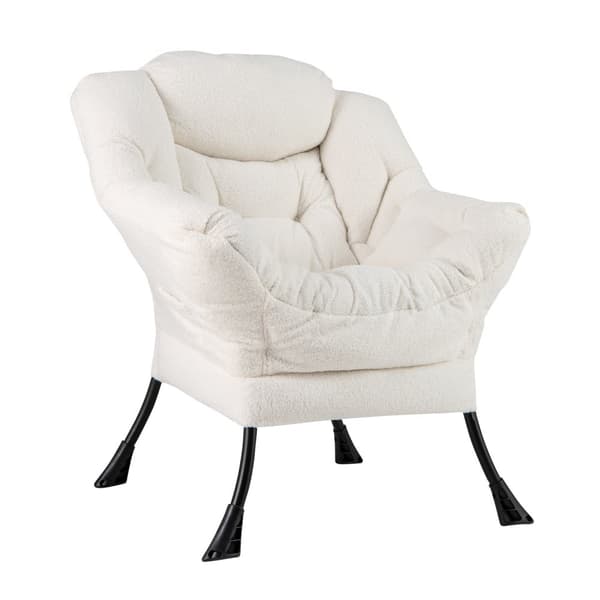 Korituoli, Sherpa-verhoiltu mukavalla päätyyn tyynyllä, 31.5x29x38 tuumaa, Beige