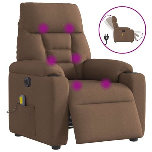 Elektrisk massagefåtölj brun tyg