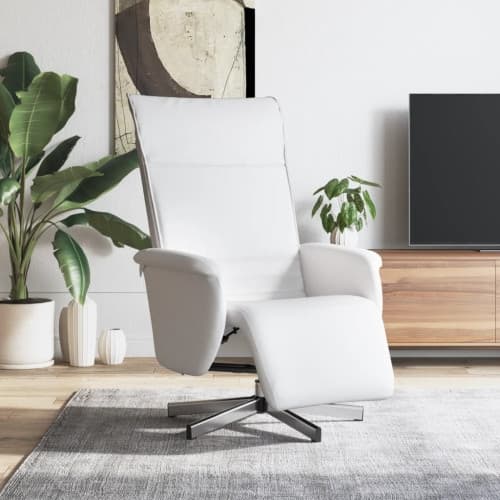 Reclinerfåtölj med fotstöd vit konstläder